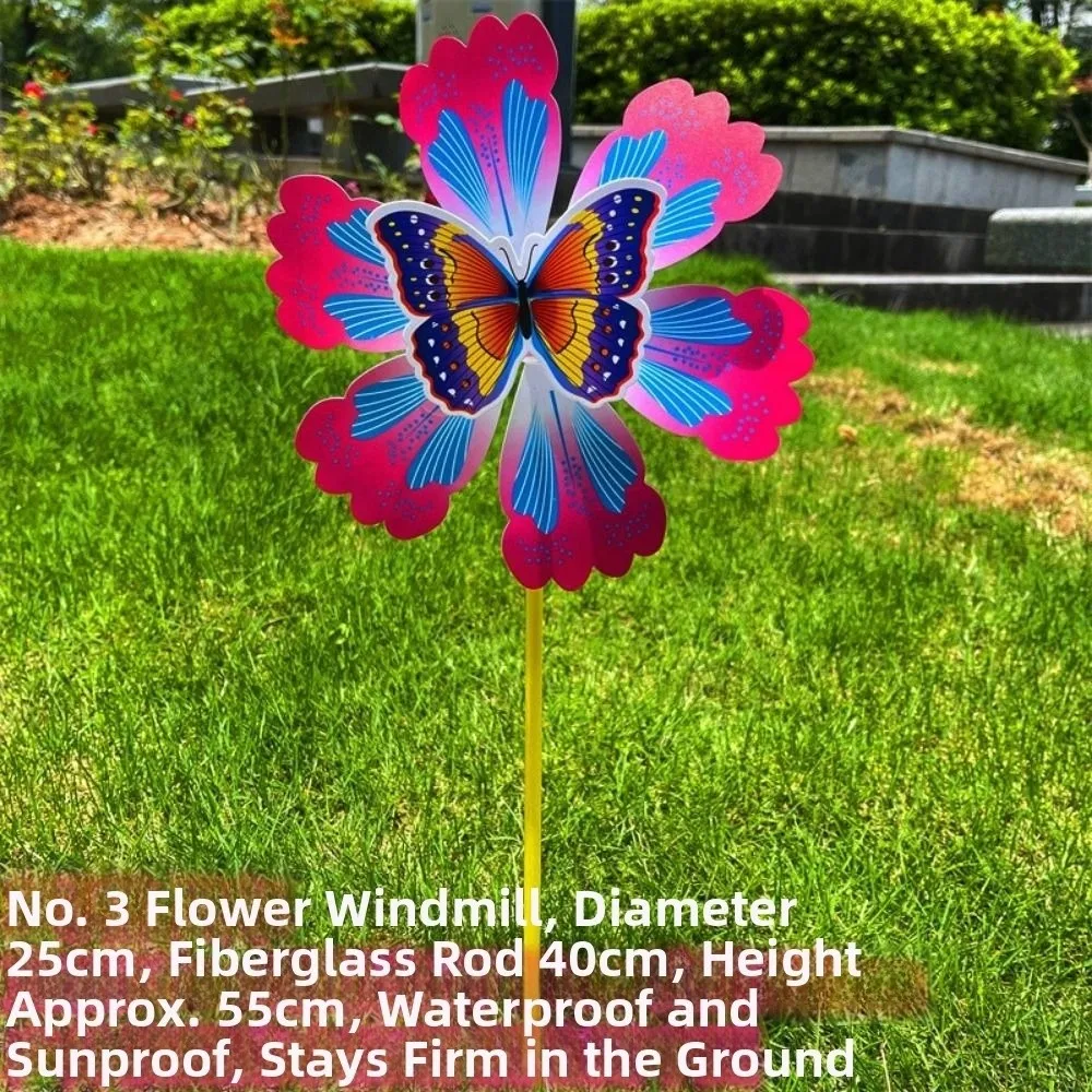 Multistyles Bloem Vlinder Windmolen PVC Kleurrijk Staand Gazon Bloem Pinwheel Diameter 25cm Grote Draaitafel Windmolen