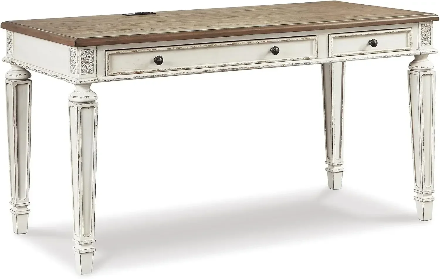 

Realyn Farmhouse 60" Home Office Desk with USB Charging, Chipped White