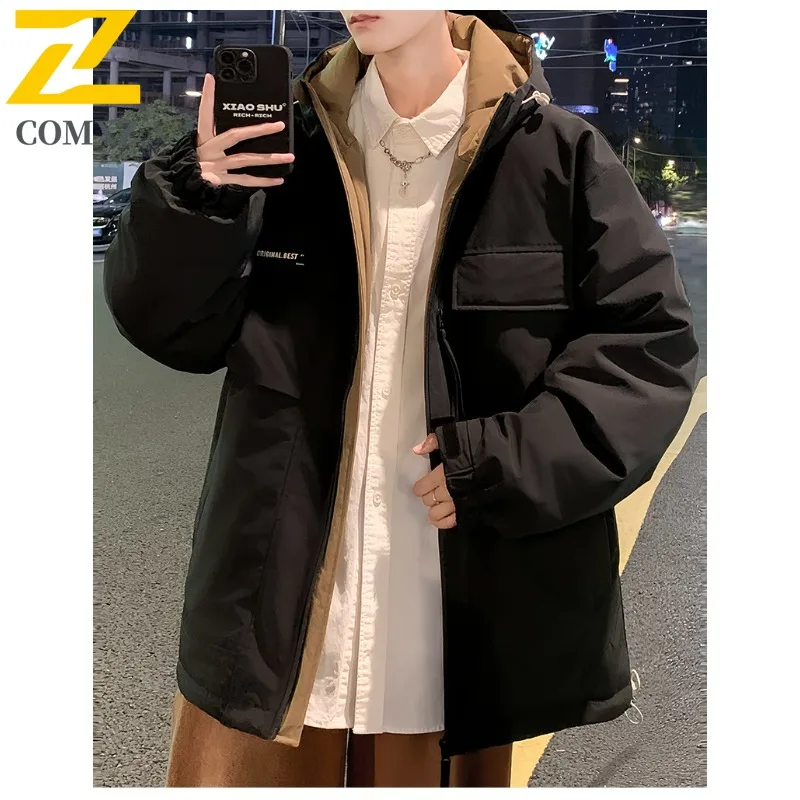 COMXZ Men Duck Down 3 in 1 Winter Jacket American Style Vintage Hooded Workwear Windproof Outdoor Sport Lightweight Coat 2025