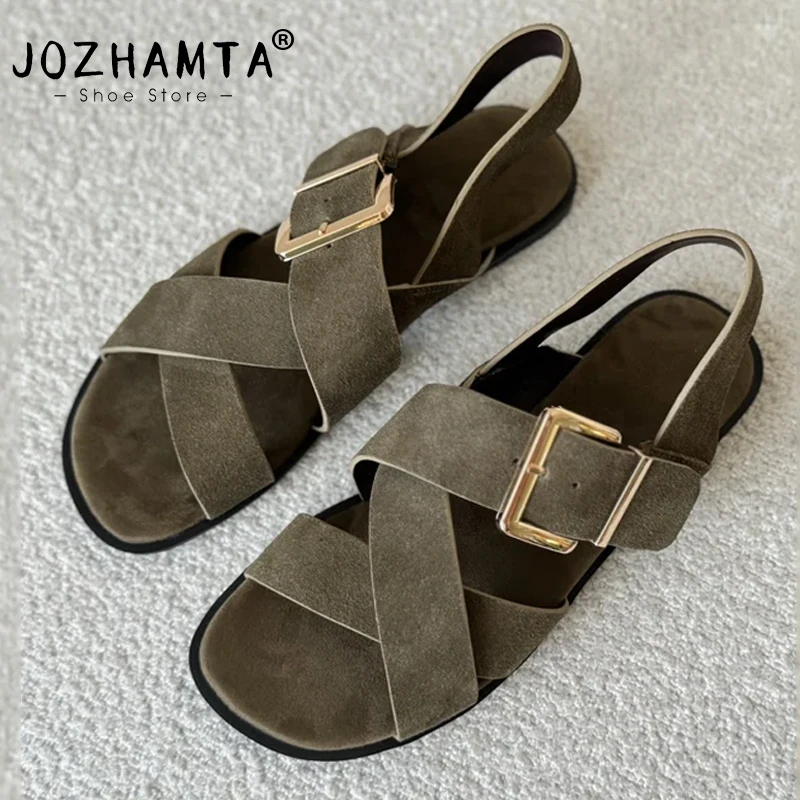 Women's Real Leather Flat Sandals - Summer 2025 Fashion, Size 34-43