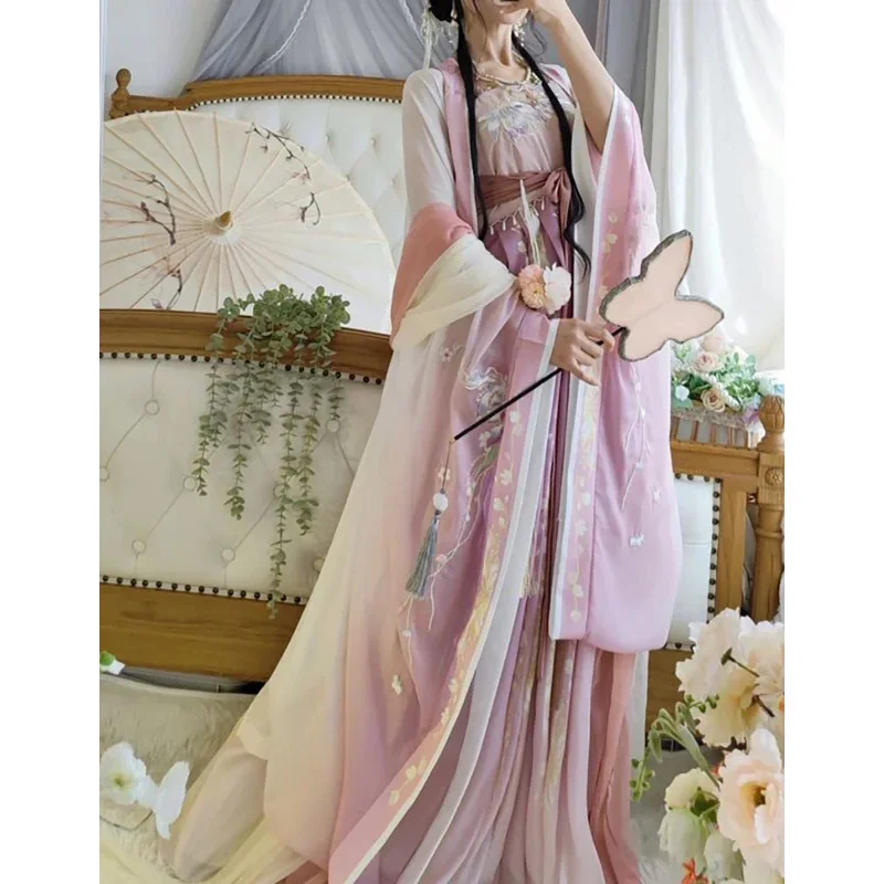 Chinese Women Female Carnival Cosplay Costume Ancient Traditional Green Blue Purple Hanfu Dance Dress MN1