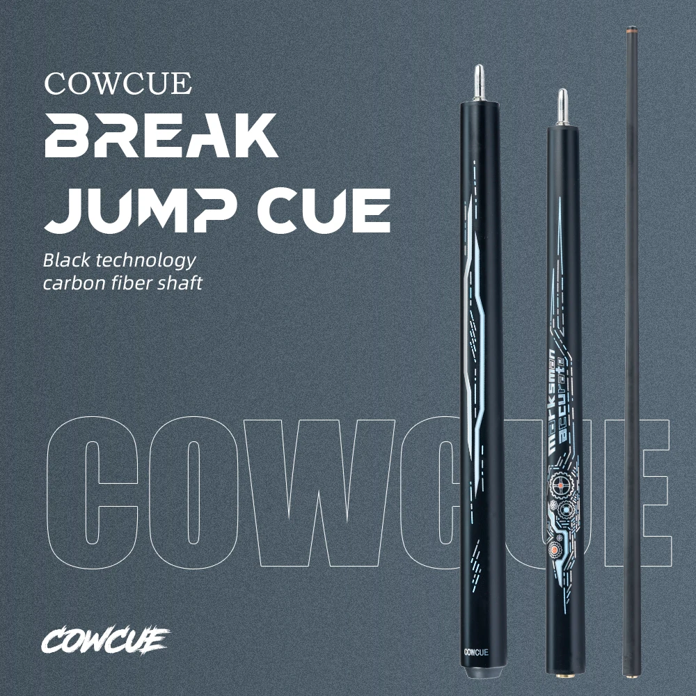 Cowcue Break Jump Cue Stick Carbon Fiber Black Technology Low Deflection 12.5mm Tip 3 * 8/8 Joint Pin 1/2 Billiard Cues