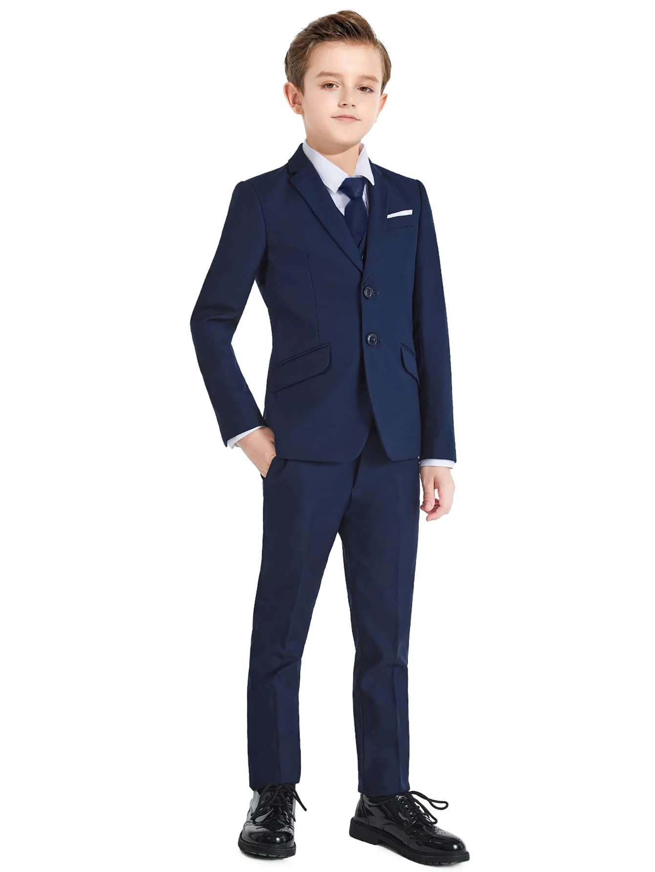Jongenspakken Kleurrijke formele pakken 5-delig slim fit dresswear pakset schooluniformen - afbeelding 1
