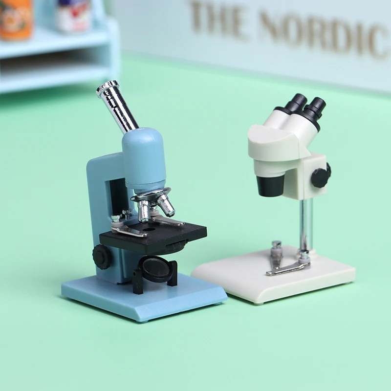 1Pc Dollhouse Miniature Microscope Laboratory Equipment Model Experimental Scene Decor Toy