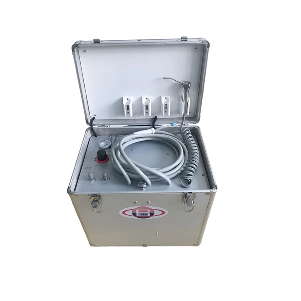 Imagem -02 - Odontológica Portátil com Compressor de ar Oilless Seringa de Vias Sistema de Sucção de Garrafa de Água Unidade