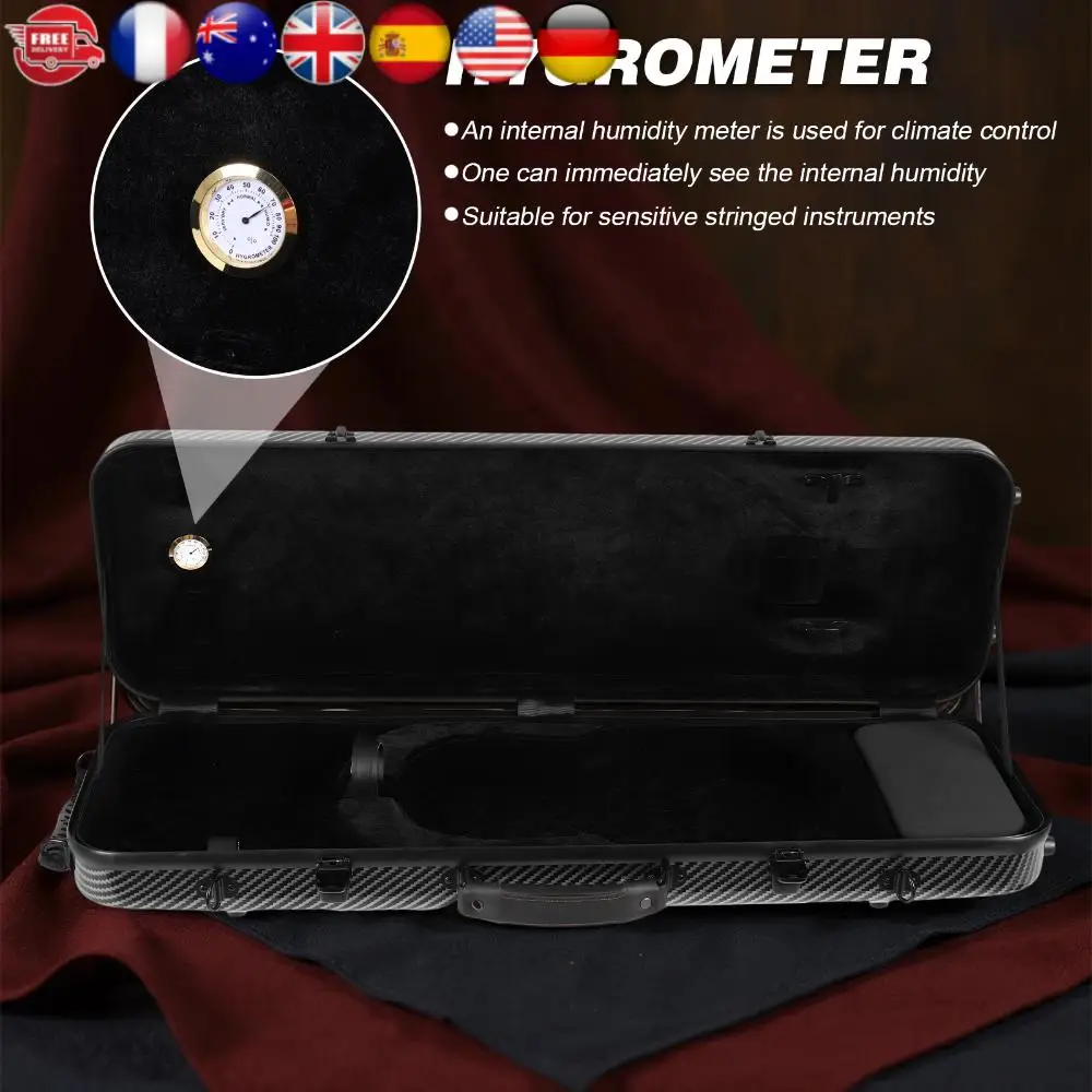 حافظة كمان مستطيلة مركبة من الكربون بحجم كامل 4/4 مع مقبض صندوق كمان من ألياف الكربون حافظة كمان من ألياف الكربون للاستخدام اليومي