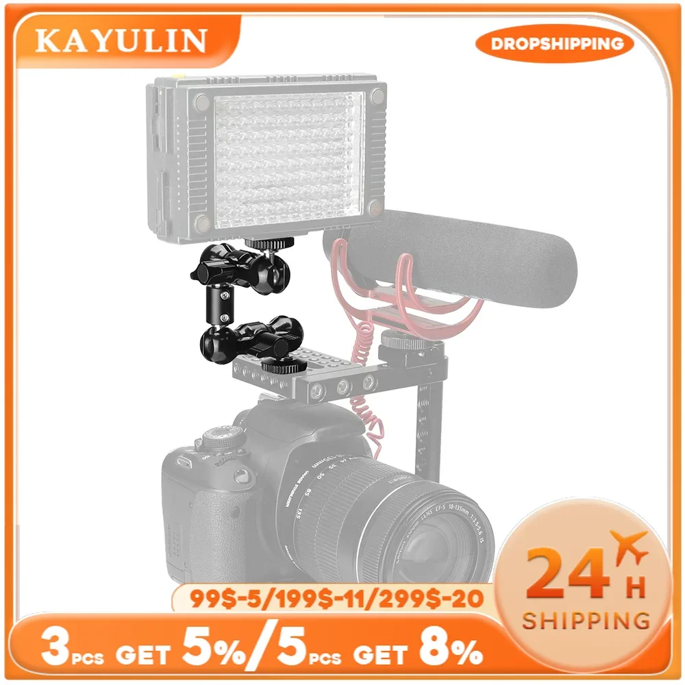 Kayulin Dual Aluminum Camera Articulating Magic Arm Ballhead Extension Bar For Magic Arms (1/4