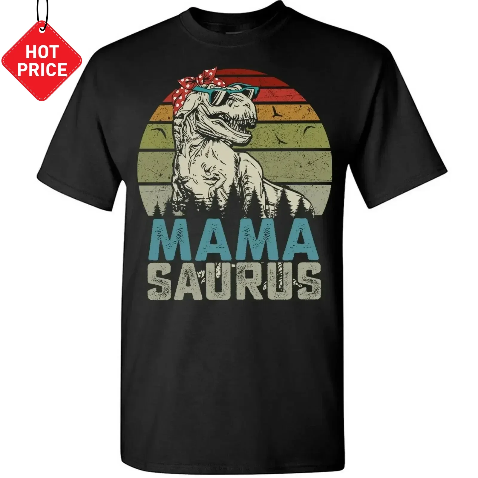 Vintage Mama Saurus Mom Mommy T-Rex Dinosaur Mother's Day Gift T-Shirt. Summer Cotton O-Neck Short Sleeve Mens T Shirt New S-3XL