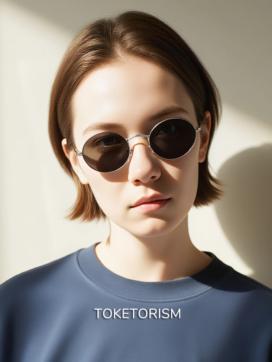 Toketorism Women Vintage Oval Polarized Sunglasses UV400 Protection Stainless Steel Frame Outdoor Driving Sun Glasses