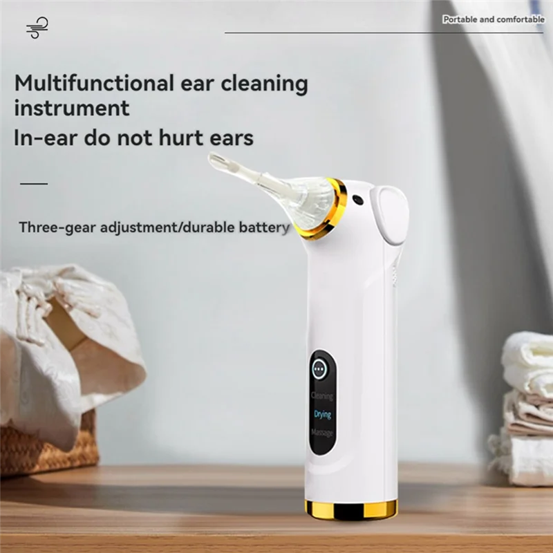 

WCS-Электрический инструмент для удаления ушной серы, набор для чистки ушей - сушка ушных каналов и массаж ушей, для взрослых и детей, белый цвет