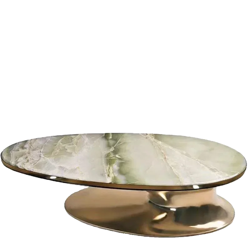 

A16 Modern Nordic Simple Oval Coffee Duck Tongue Art round Tea Table Villa Coffee Sales Office Reception Tea Table