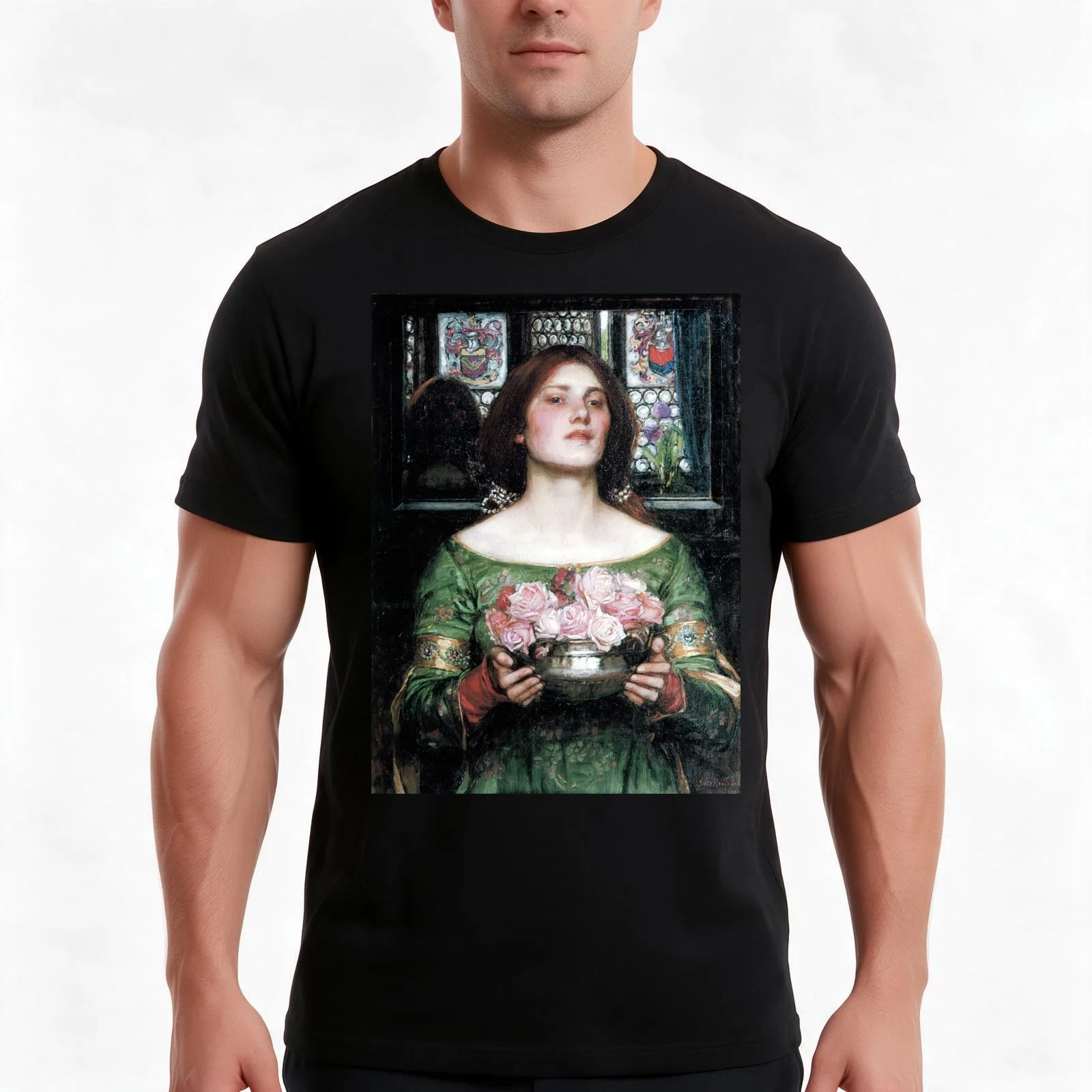 Gather Ye Rosebuds While Ye May - John William Waterhouse T-Shirt, Summer Casual Cotton Tee, Oversized Streetwear Tops