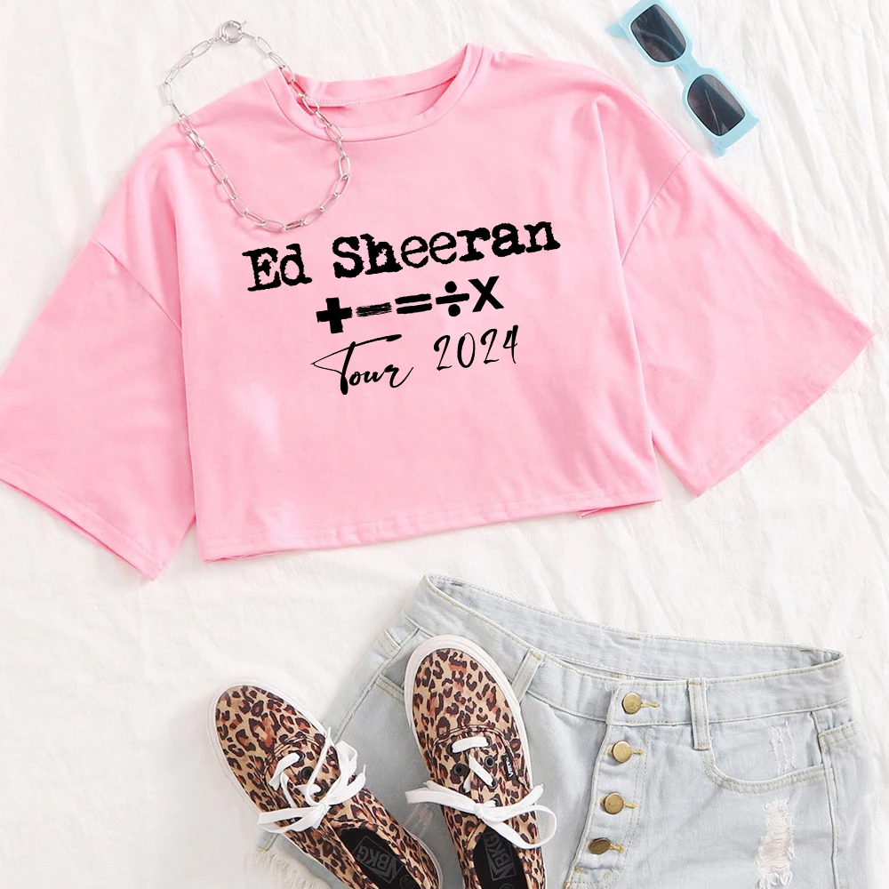 Ed Sheeran 2024 matematica Tour Girls o-collo Casual donna Crop camicie per Fan Gift Tops