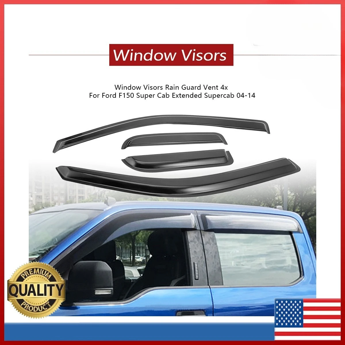 

For 2004-2014 Ford F-150 Super Cab Window Visor Vent Shade Rain Guards NEW