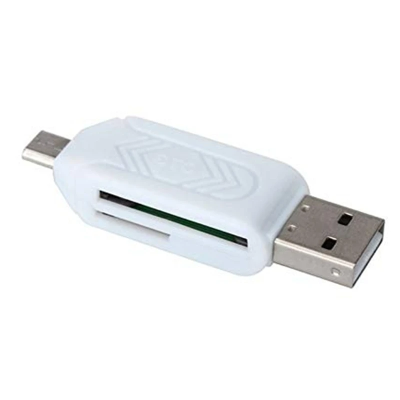 Multifunctional Otg 2.0 Dual-Purpose Android Phone Computer Card Reader SD/TF Combo Card Reader-White