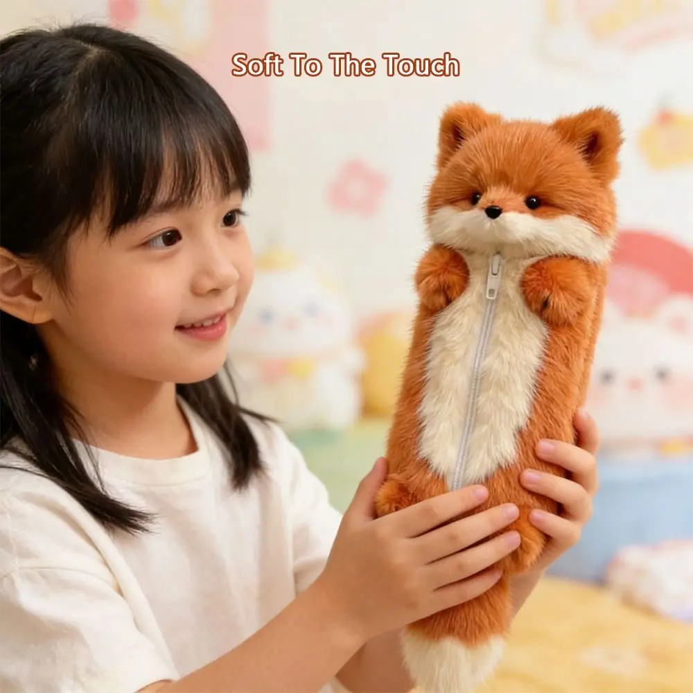 New Pen Bag Fox Shape Zipper Closure Stationery Pouch Large Capacity Pencil Case School Office