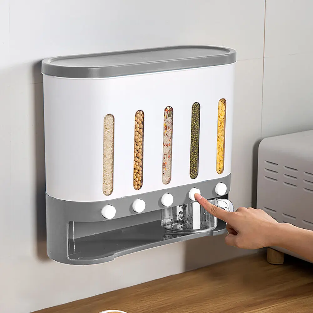 

Kitchen Cereal Containers, Wall-Mounted Dry Food Storage Dispenser