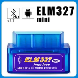 Mini Eml327 V2.1 OBD 2 Bluetooth Car Diagnostic-Tools For Android Scanner Code Support Smart Scan Tool ODB2 Scanner Tool Mini E