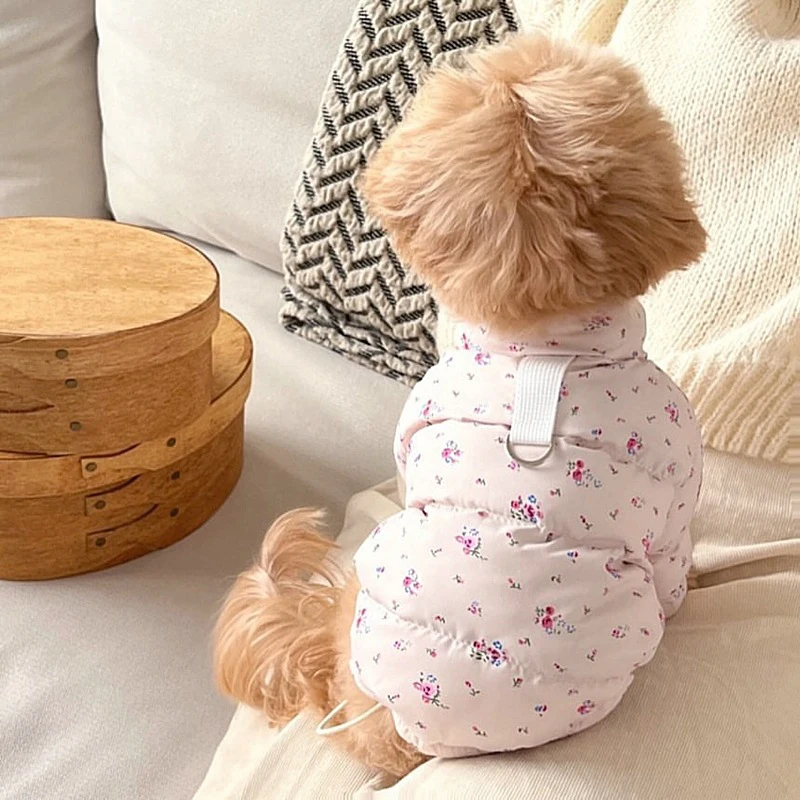 Pet Thick Floral Cotton Clothing For Teddy Frise Cat Small Dog Yorkshire Terrier Autumn Winter Clothing Winter Warming Outerwear