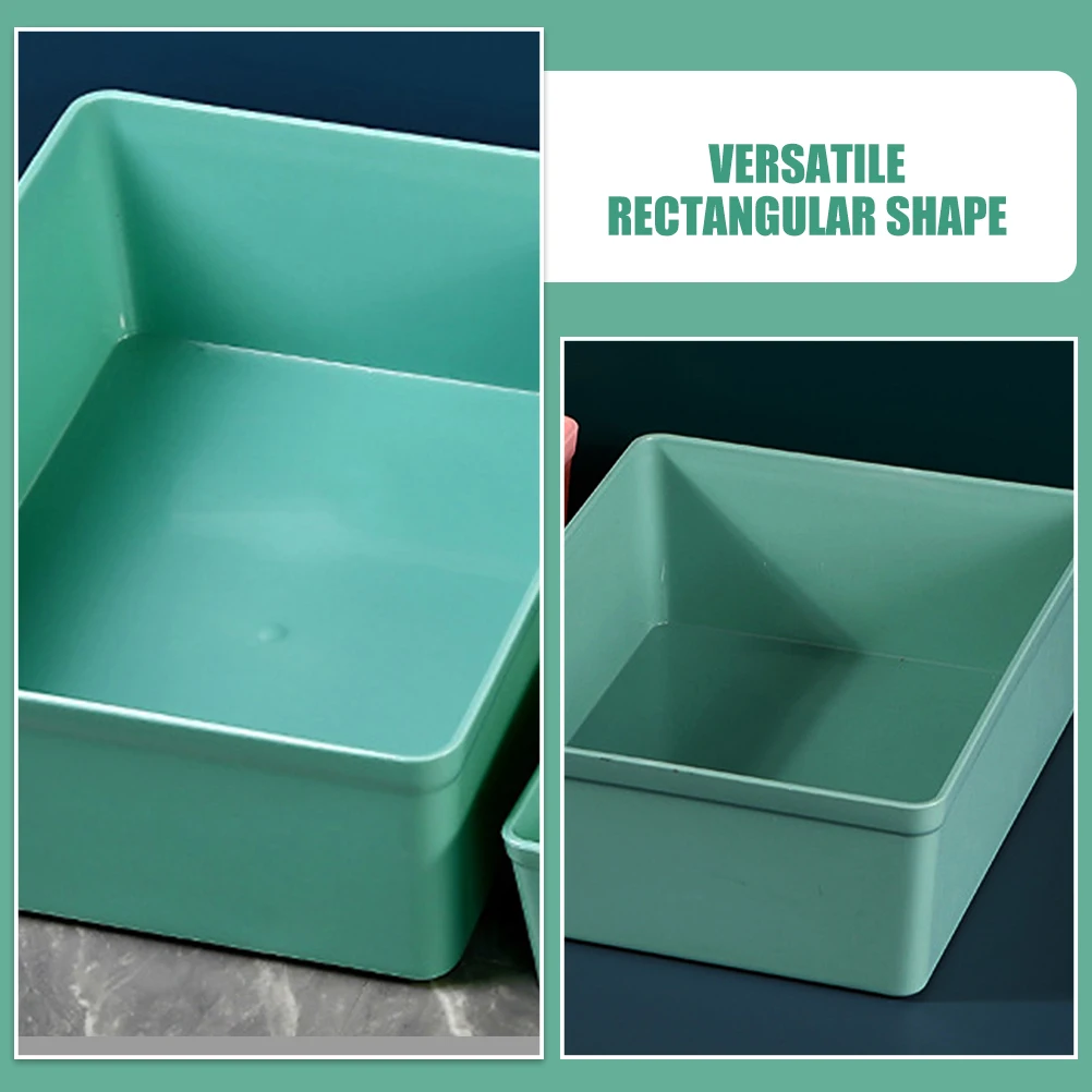 

Rectangle Storage Box Thick Plastic Medium Size Turquoise Green Desk Organizer Multi Compartment Tabletop Cosmetics Toiletry Box