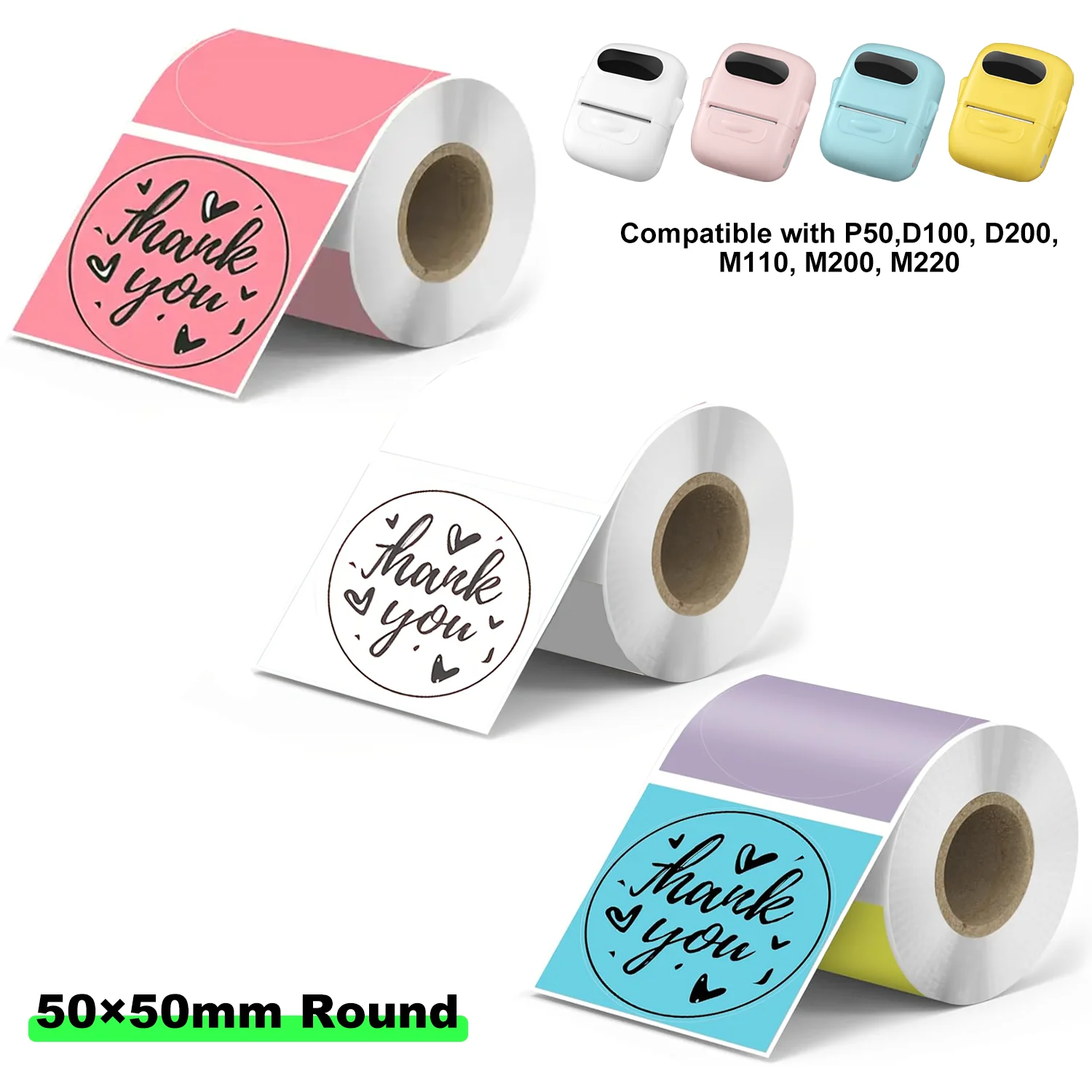 

Marklife 50 × 50 мм круглые самоклеящиеся термочувствительные наклейки для логотипа «сделай сам», этикеток для банок, именных бирок