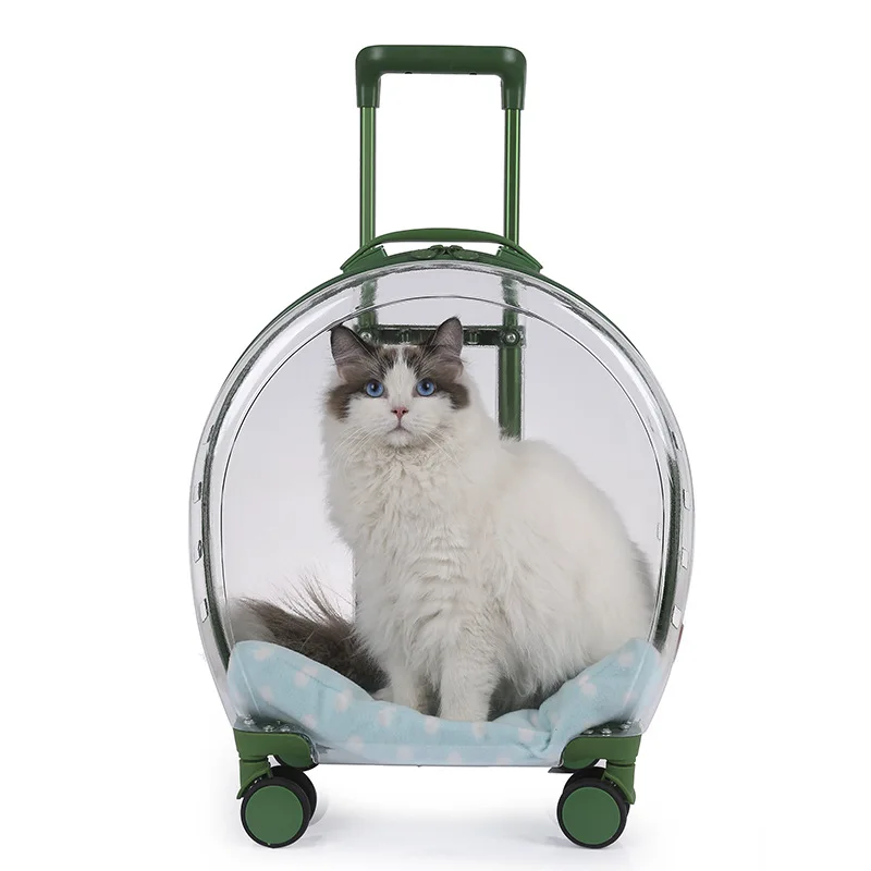 Transparent Capsule Pet Travel Trolley Bag Corgi Out Carrying Case Car Cage Air Box Detachable Suitcase with Wheel