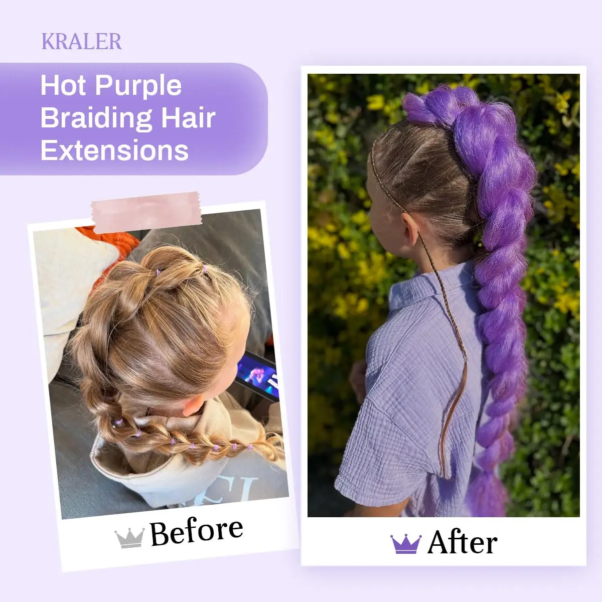 Purple Braiding Hair 14 Inch Short Pre Stretched Hair Straight Yaki Texture Synthetic Hair Extensions Softness,