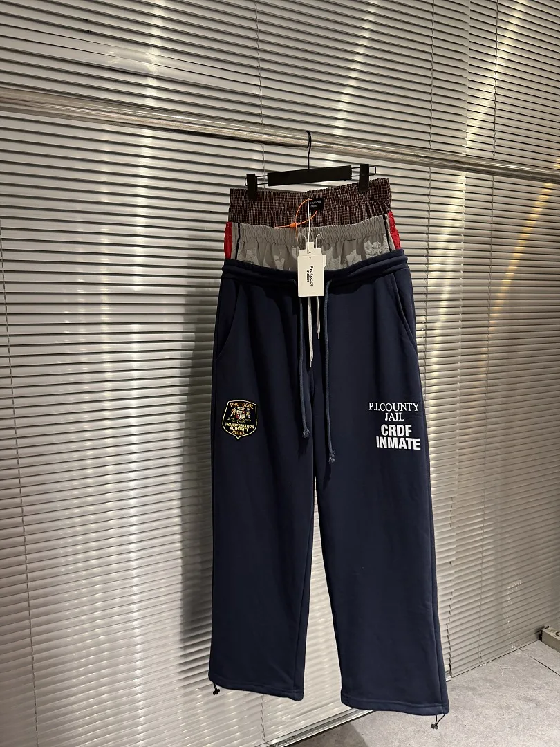 2026 PTL Index Limited Co-branded Fake Three-Waist Badge Embroidered Spliced Wide-Leg Loose Sweatpants Pants Joggers Trousers