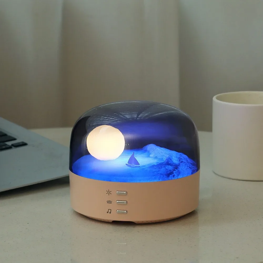 Modern New Creative Crescent Bluetooth Speaker Atmosphere Night Light Dual Color Light Source Unlimited Dimming Companion Light