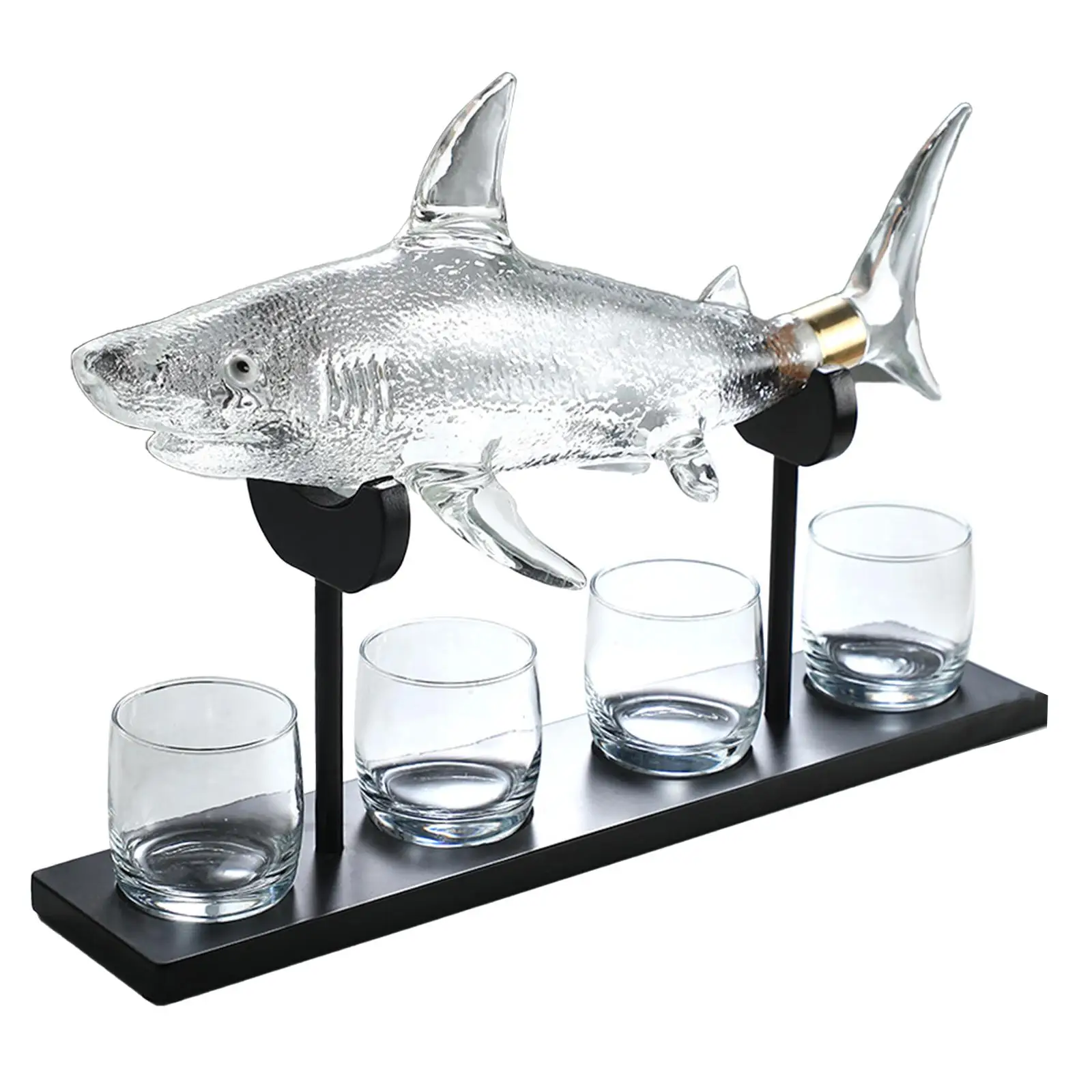 Wine Decanter Shark Shaped Wine Set for Restaurant Handheld Aerator with Stand Hand Blown Clear Wine Carafe Red Wine Aerator