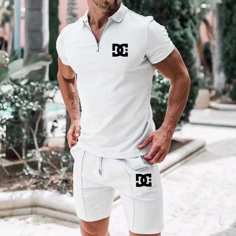 طقم سراويل رياضية صيفية جديدة للرجال بأكمام قصيرة لعام 2025، طقم جري مريح وقابل للتنفس، طقم غير رسمي #6