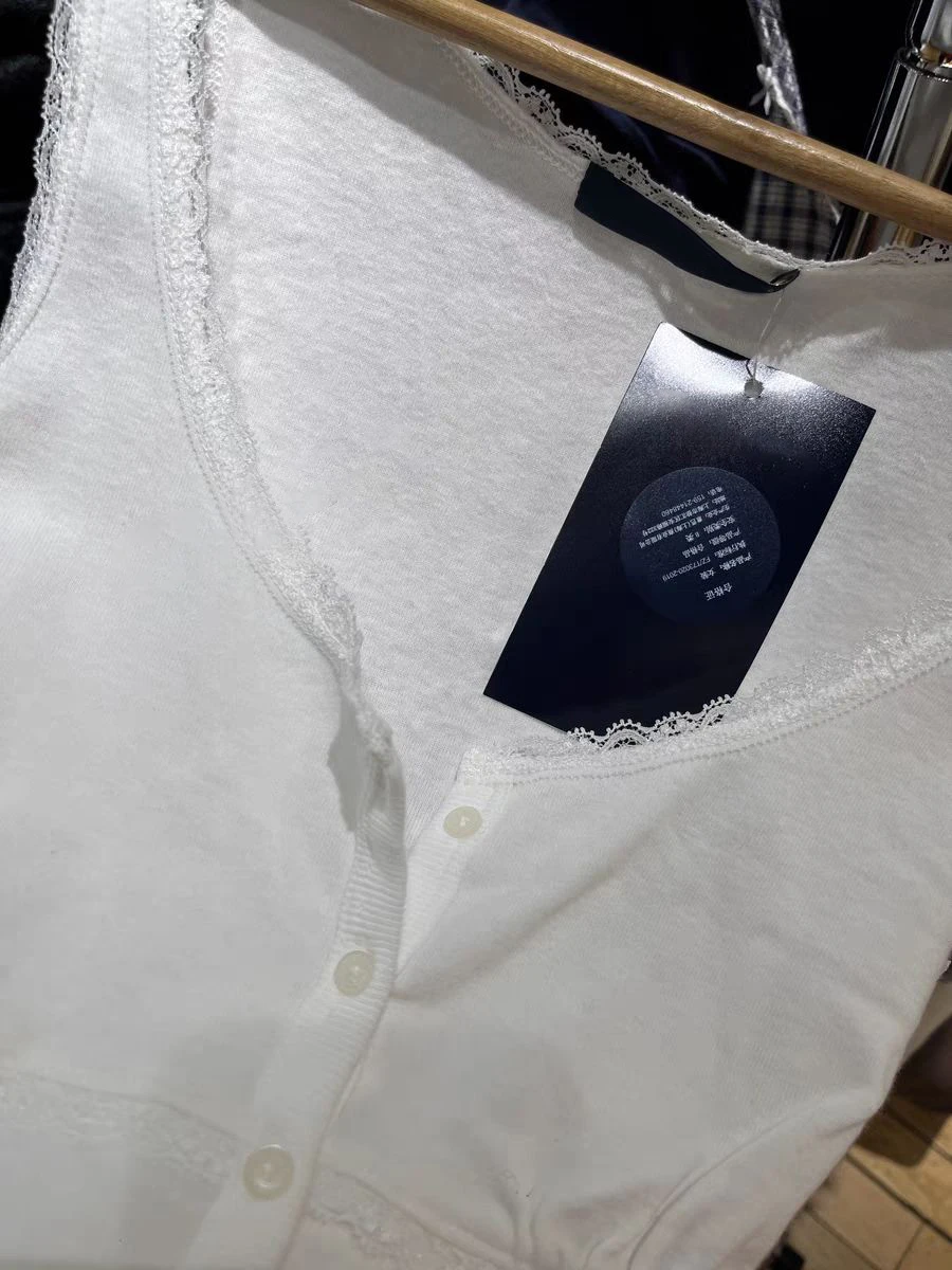 الأبيض القطن الدانتيل تقليم سليم تانك القمم المرأة الصيف U طوق واحدة الصدر بروتيل بسيط عادية الحلو أكمام المحاصيل القمم Y2k