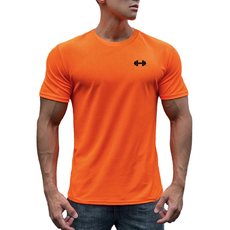 Mens Sports Breathable Short Sleeve T Shirt Quick Dry Running Shirt Mesh Fitness T-Shirt Ice Silk Football Jersey Gym Clothing