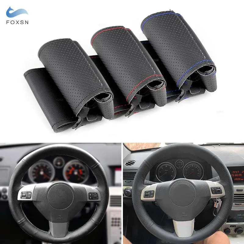 For Opel Vauxhall Holden Astra H 2004-2009 Signum Vectra C 2005-2009 Zaflra B Hand Sewing Car Steering Wheel Cover Leather Trim