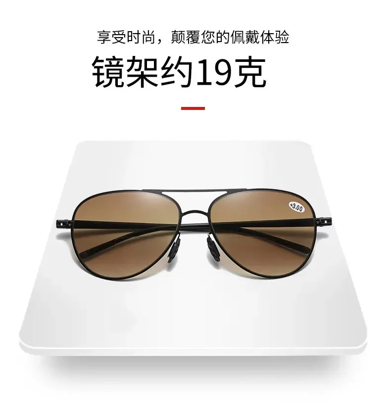Bifokale +100~ +350 Herren-Lesebrille, Sonnenbrille, männlicher Look, weit und nah, blendfrei, Hyperopie-Brille +100 bis +350 – Detail 5