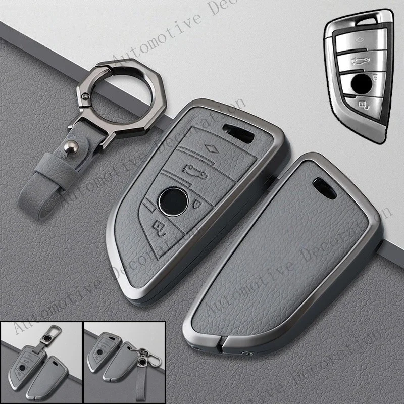 Z+ Alloy Leather Car Key Case Cover For BMW 1 2 3 4 5 6 7 X1 X2 X3 X4 X5 X6 X7 XM5