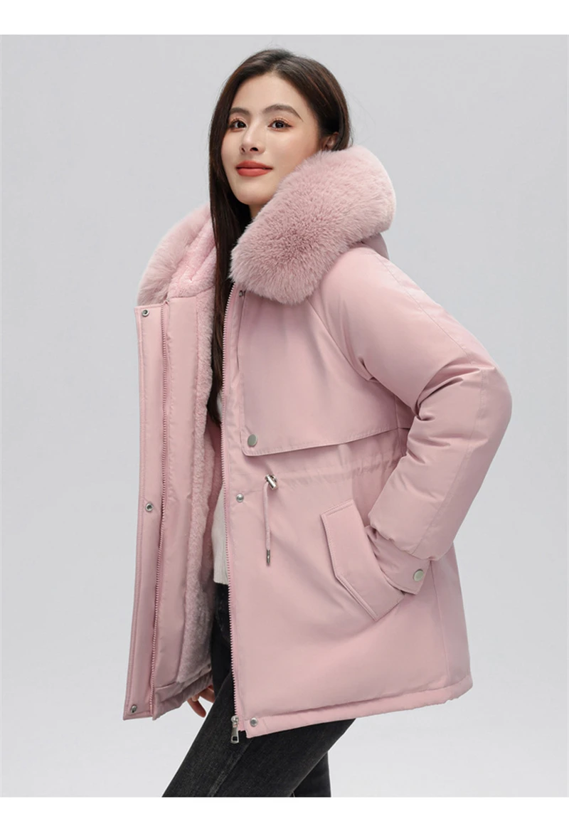 Winter Coat New Women's Thick Cotton Jacket Women's Medium Long Korean Version Fur Collar Coat Female Warm Parka Overcoat