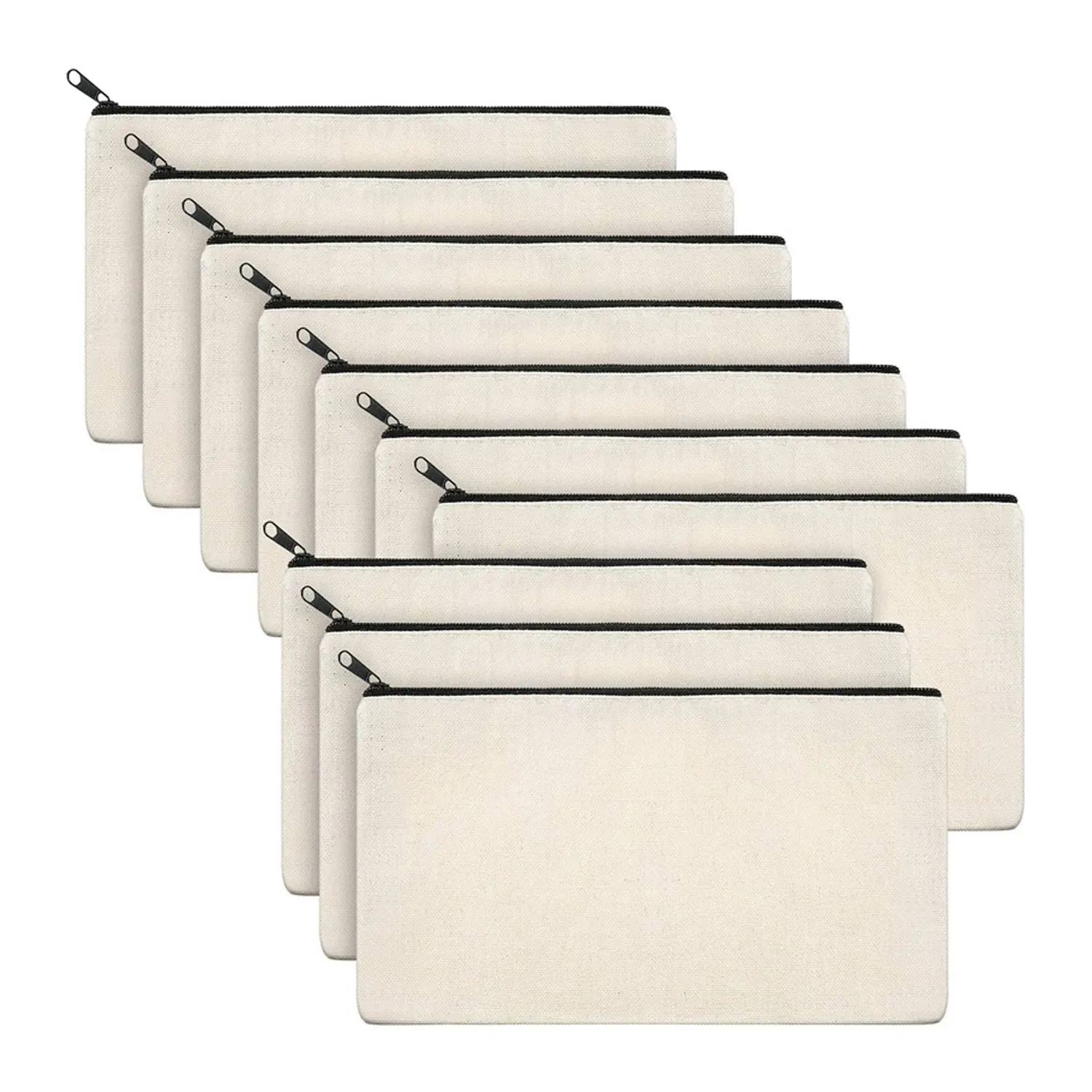 Sacchetti di immagazzinaggio della chiusura lampo della tela della scuola dello studente 10pcs sacchetti cosmetici del mestiere in bianco di Diy per