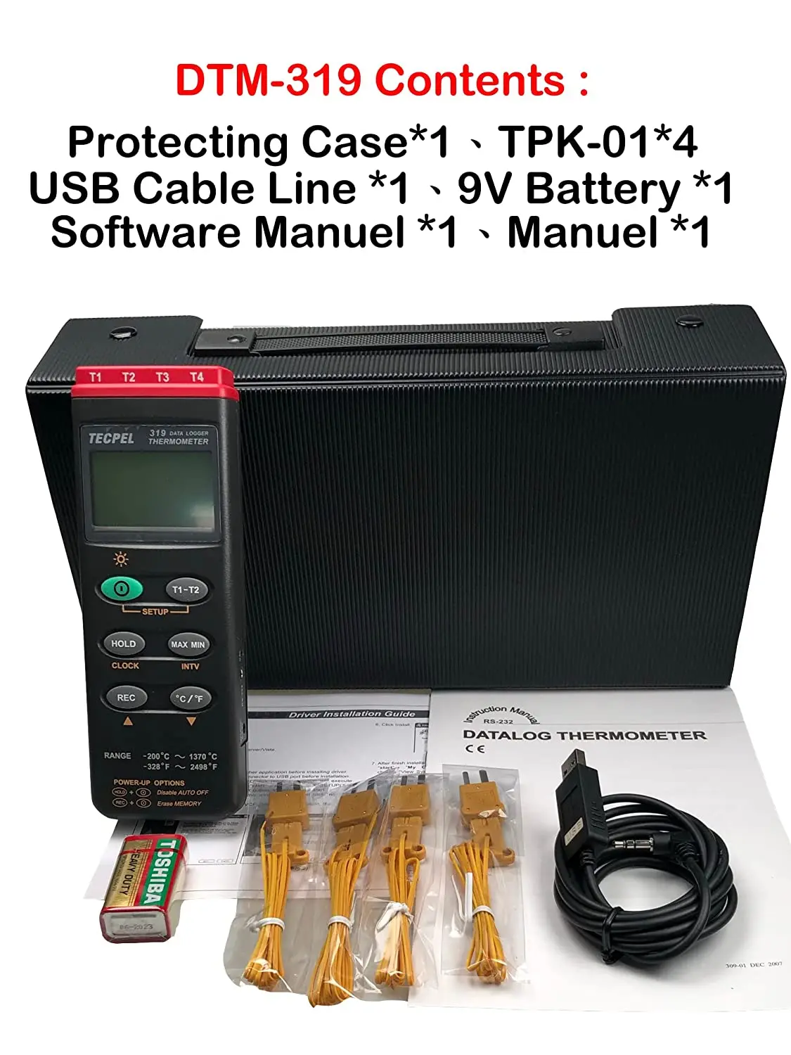 DTM-319 - 4-Channel industrial thermometer recorder Temperature data logger