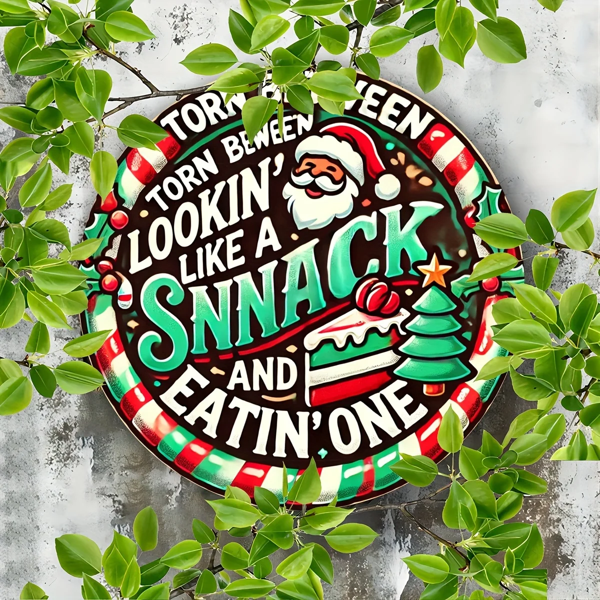 قطعة واحدة من لافتة فنية جدارية معدنية لعيد الميلاد مقاس 8 × 8 بوصات - ديكور من الألومنيوم لغرفة النوم والمطبخ والمطعم والبار والمنزل والحديقة #3