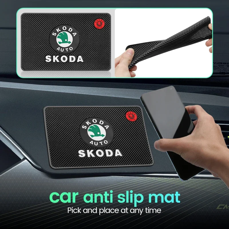 

1Pcs Phone Holder Anti-skid Pad Car Dashboard Silicone Non Slip Mat for Skoda Octavia Kodiaq Fabia Rapid Superb A5 A7 2 Kamiq