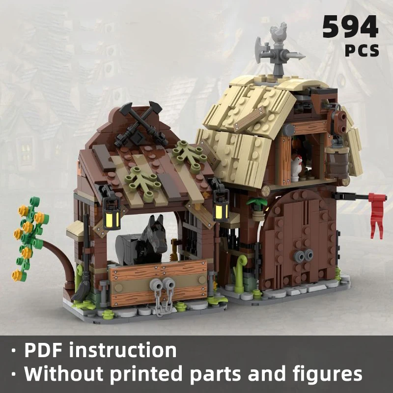 

medieval barn horse stable bricks modular medieval barn horse stable blocks castle street view gift bricks town moc blocks