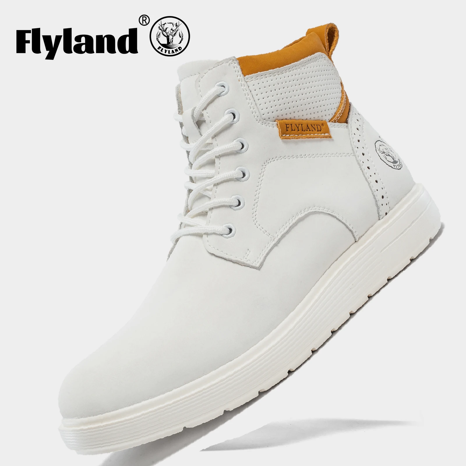 

FLYLAND Fashion Men‘s Chukka Boots Casual Handmade Genuine Leather Men Shoes Anti-Slip Male Ankle Boot