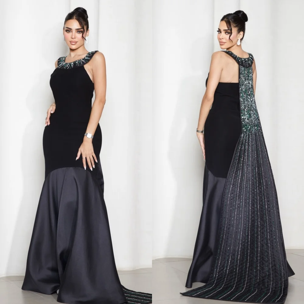 

Индивидуальные джерси Pastrol со складками и блестками, длинные платья русалки с круглым вырезом, вечерняя мода на заказ