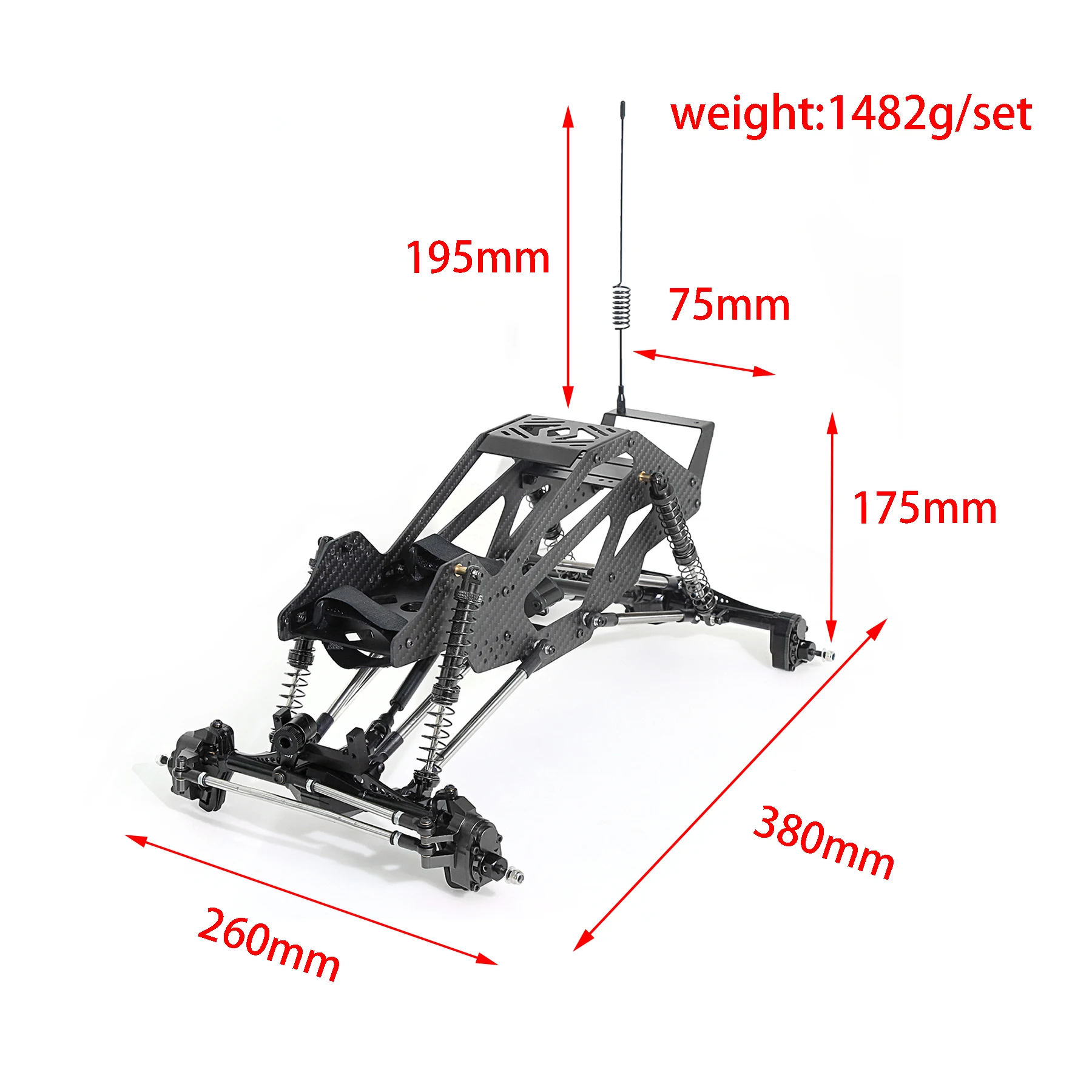 سيارة تسلق محاكاة محورية 1/10 مع تعديل تسلق قوي، إطار تسلق قفص خفيف الوزن من ألياف الكربون #3