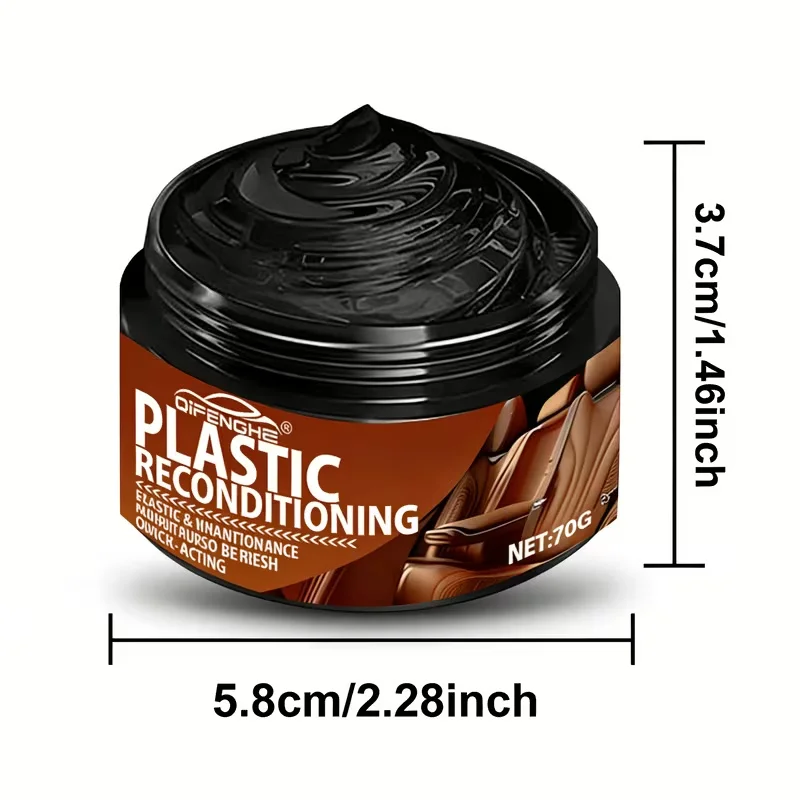 Car Interior Plastic & Leather Restorer Paste 70g, Revive Faded Surfaces, Quick-Acting Conditioning & Protection