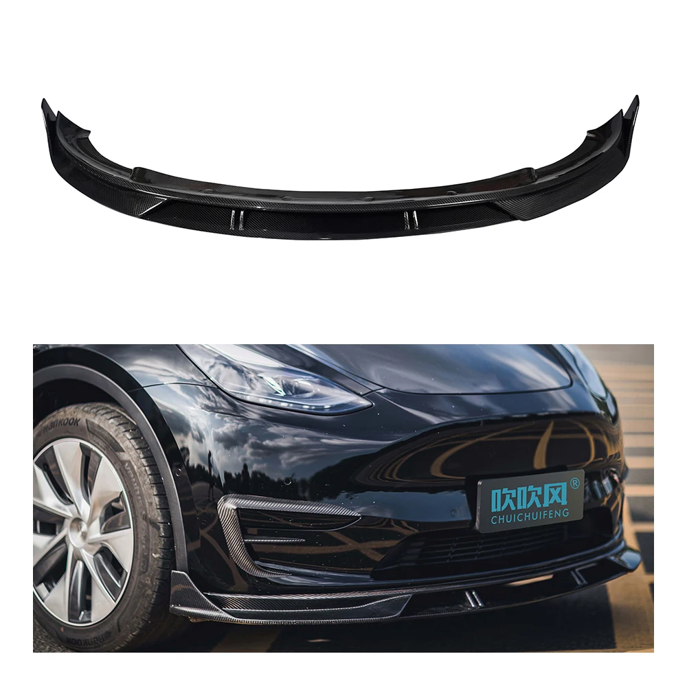 

Car Parts Body Kit Dry Carbon Fiber Front Bumper Lip Spoiler Splitter Diffuser for Tesla Model Y 2021-UP