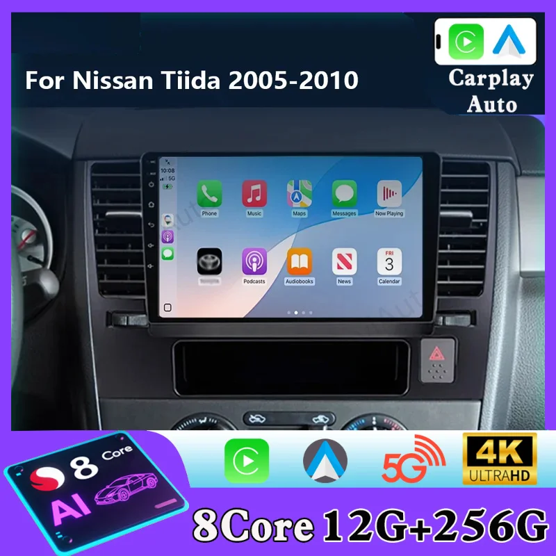 Radio Android para Auto Nissan Tiida C11 2004-2013, Reproductor Multimedia, GPS, Navegación, RDS, Carplay, Autoestéreo, Unidad Principal DVD