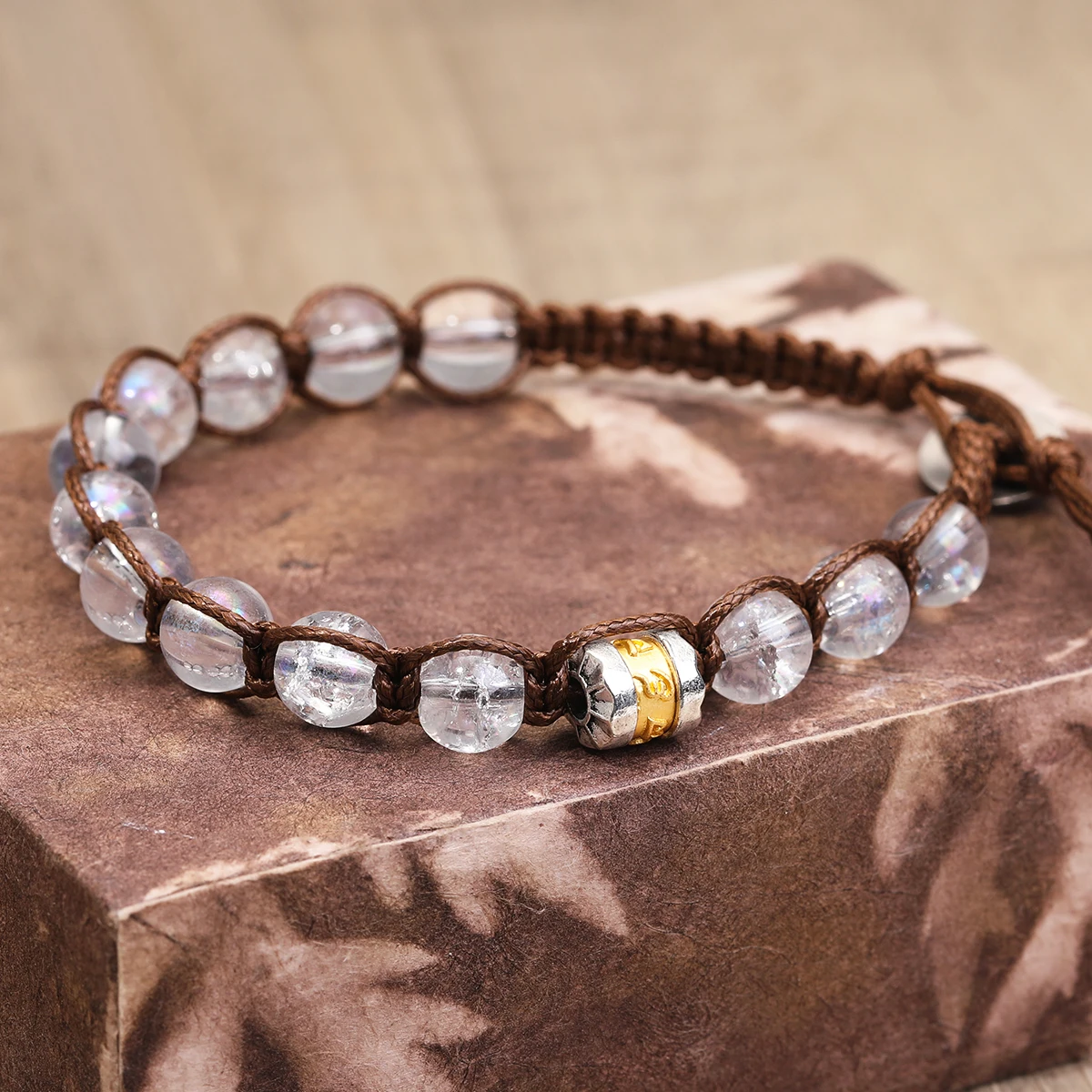 Classic Men's Bracelet With 8mm Natural Stone Round Bead Handcrafted Adjustable Tibetan Buddhist Scripture Bracelet Jewelry Gift