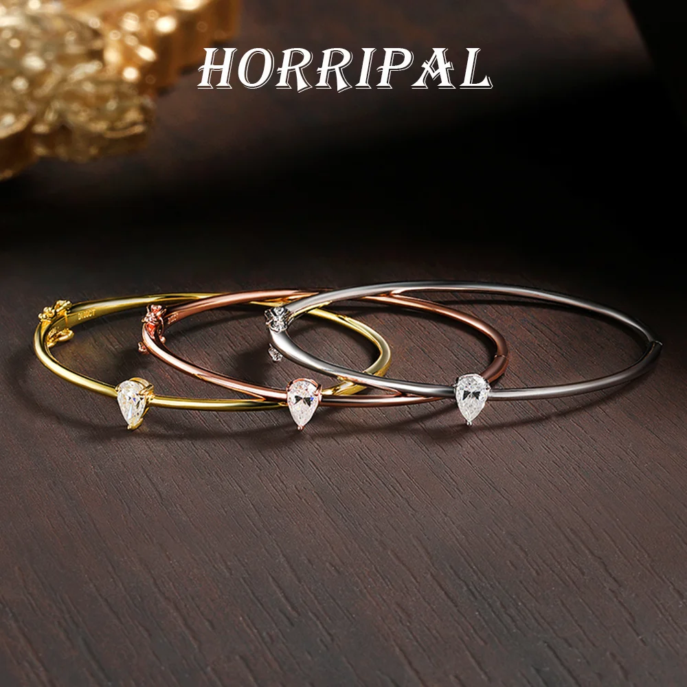 

HORRIPAL D VVS1 1CT Pear Cut Moissanite Bracelets For Women S925 Sterling Silver GRA Certified Lab Grow Diamond Wedding Jewelry